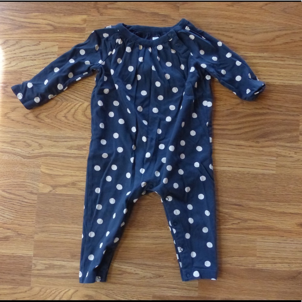 Tea Collection Navy Polka Dot Romper 9-12M